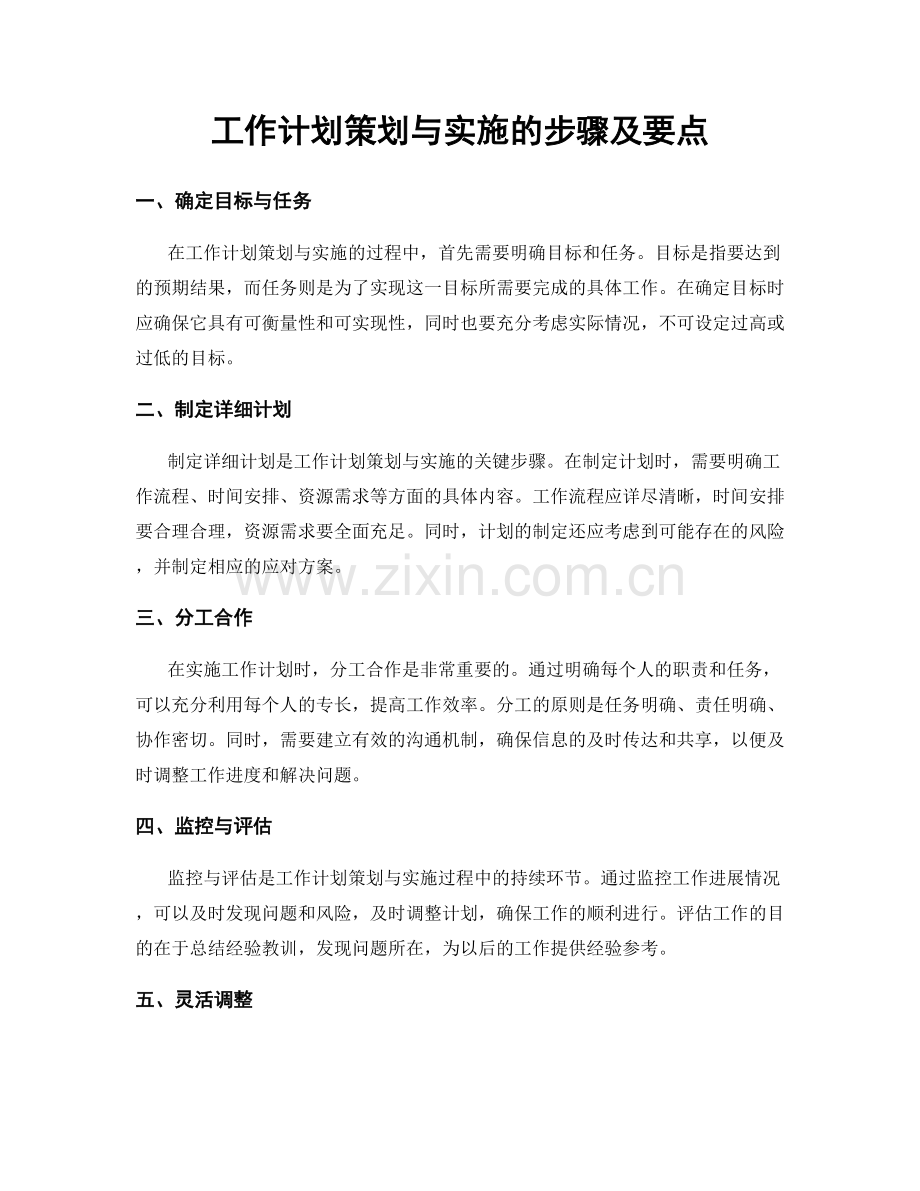 工作计划策划与实施的步骤及要点.docx_第1页