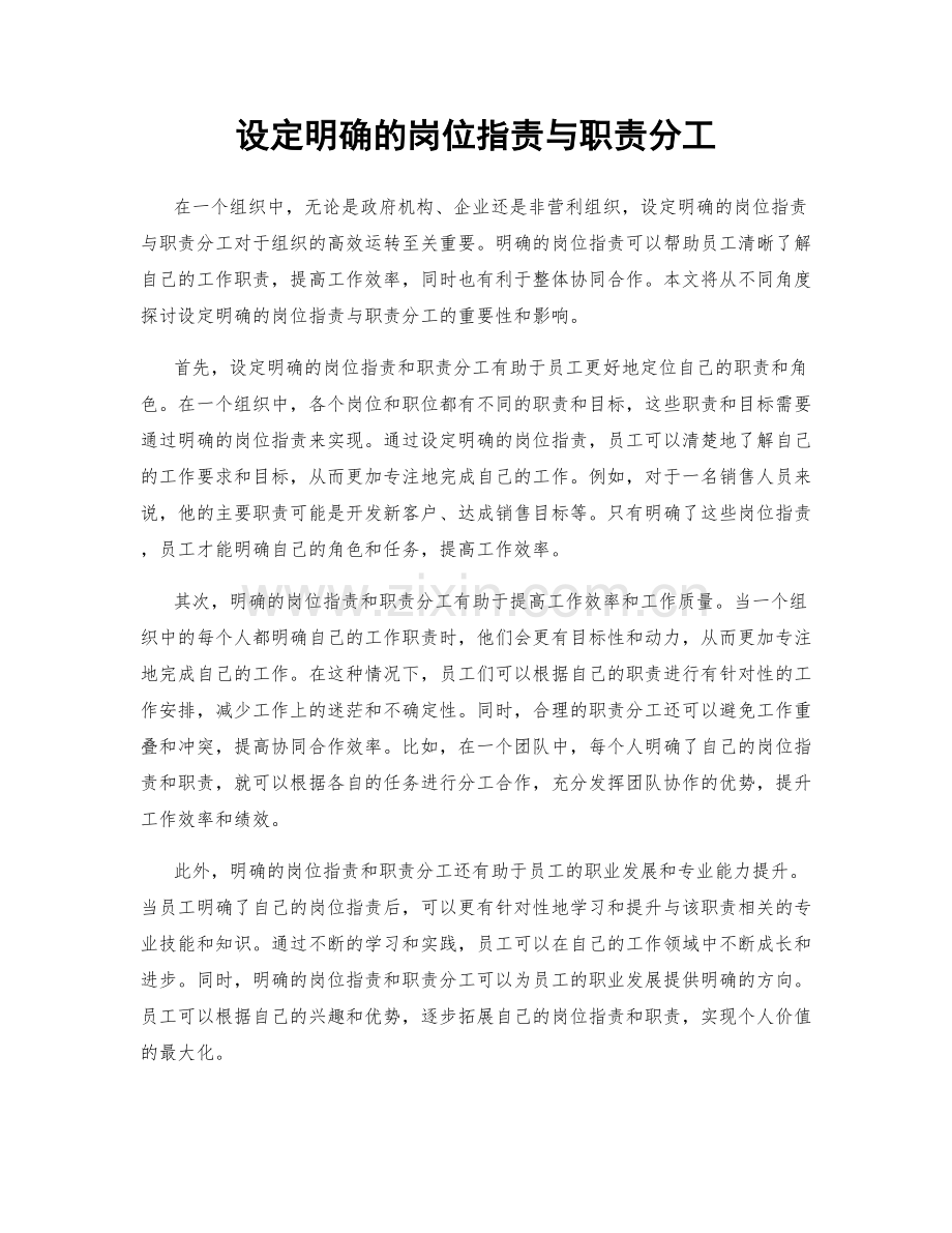 设定明确的岗位职责与职责分工.docx_第1页