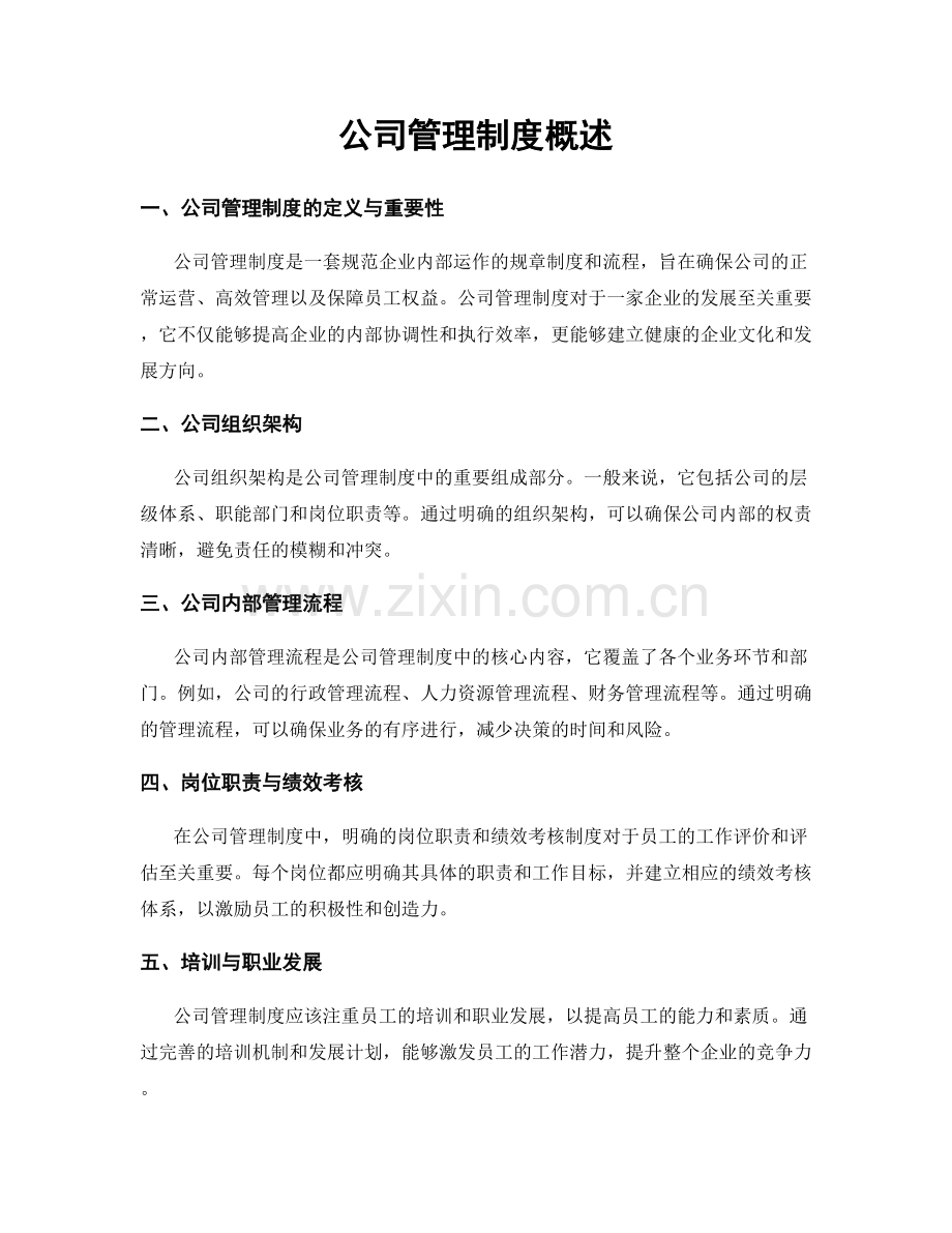 公司管理制度概述.docx_第1页