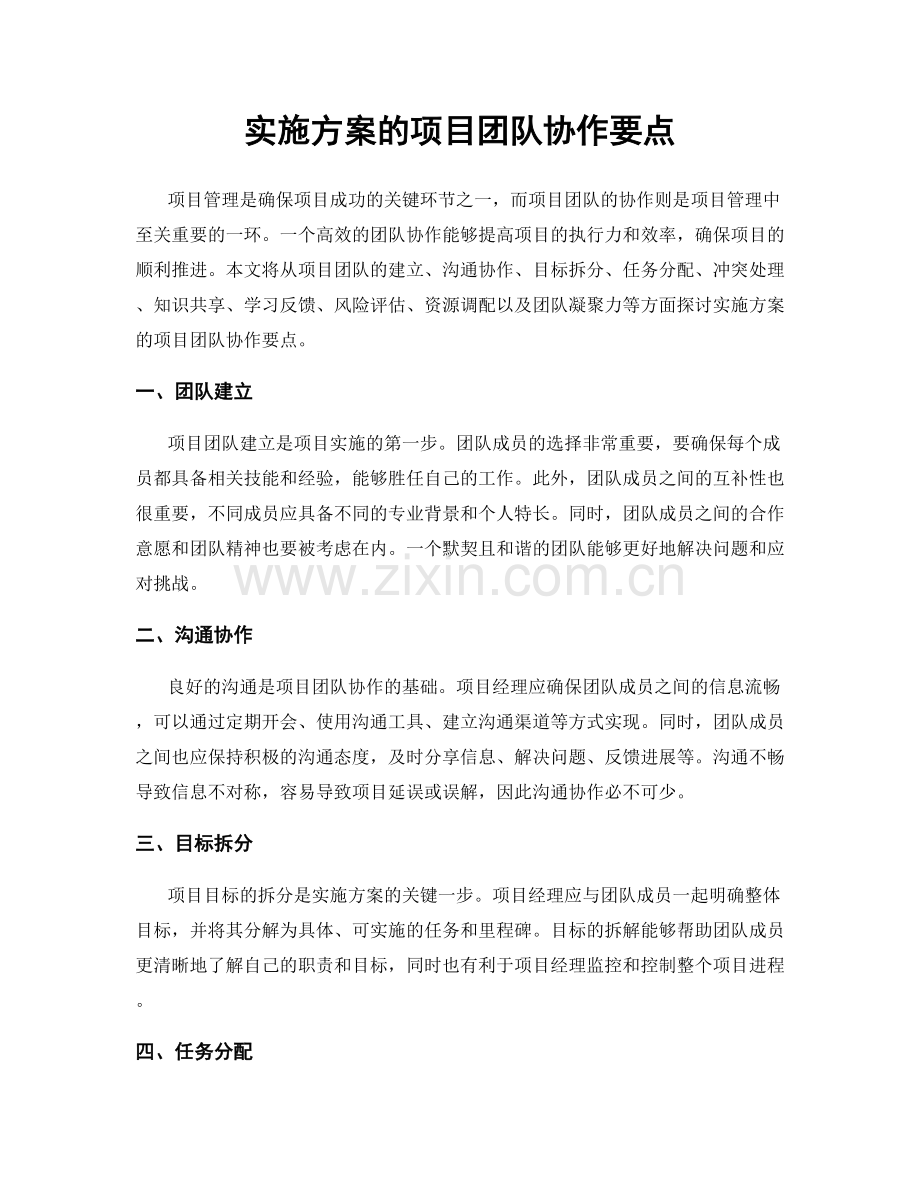 实施方案的项目团队协作要点.docx_第1页