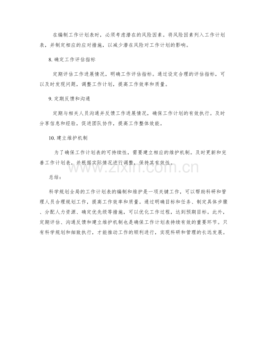 科学规划全局的工作计划表的编制和维护.docx_第2页