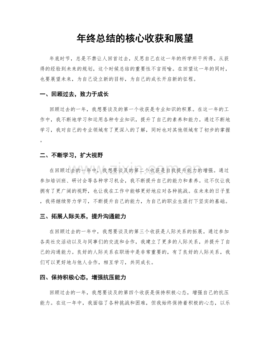 年终总结的核心收获和展望.docx_第1页