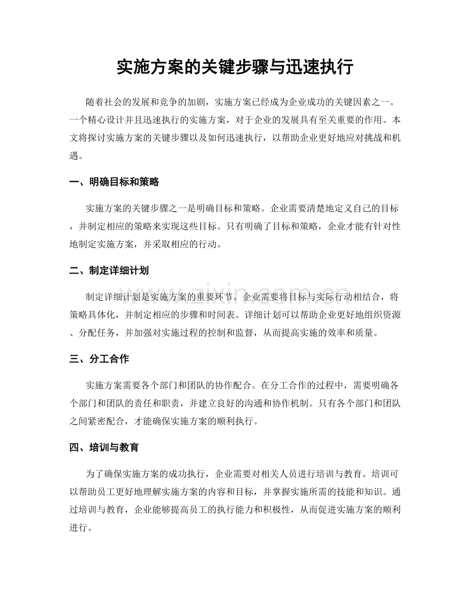 实施方案的关键步骤与迅速执行.docx_第1页