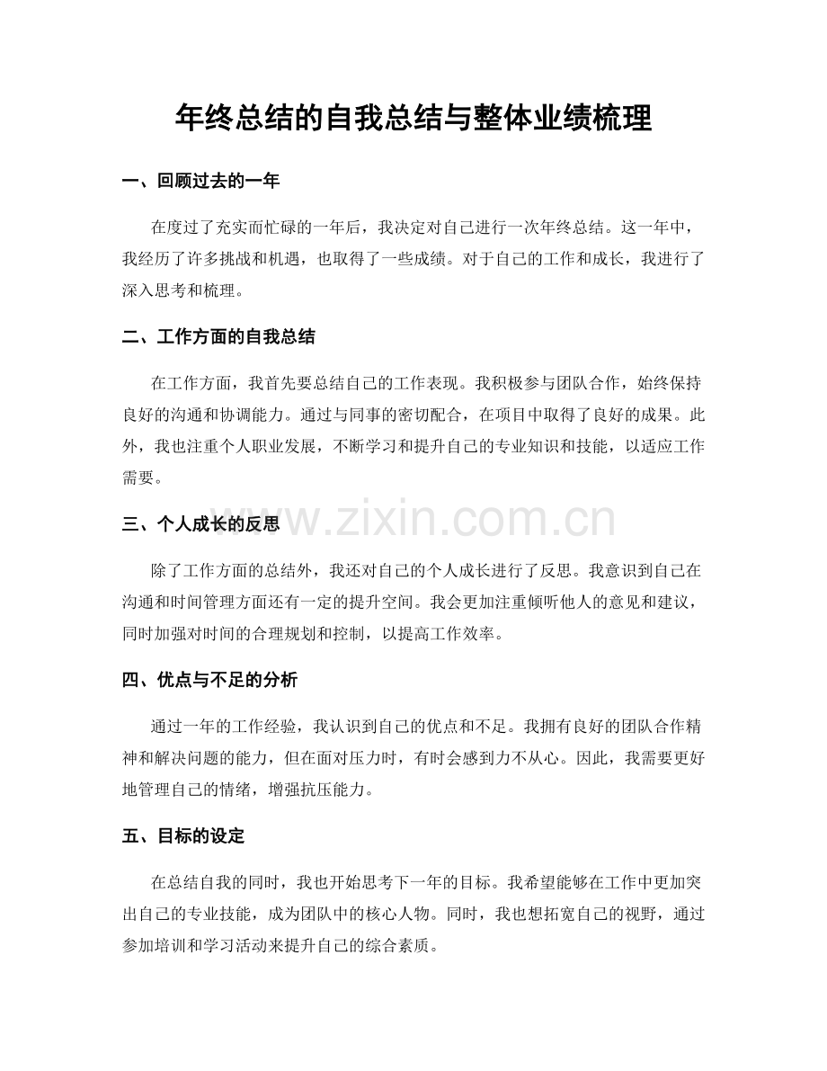 年终总结的自我总结与整体业绩梳理.docx_第1页