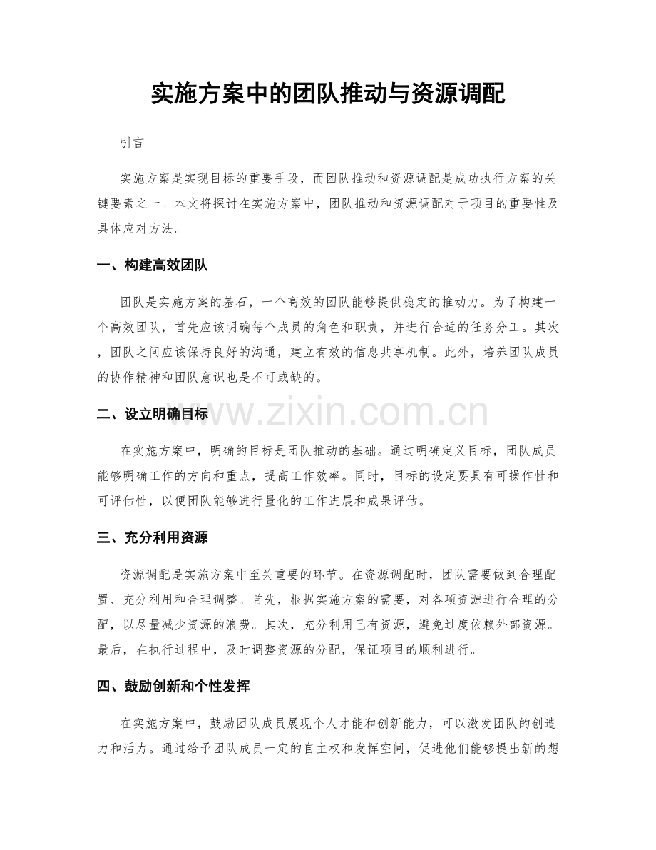 实施方案中的团队推动与资源调配.docx_第1页