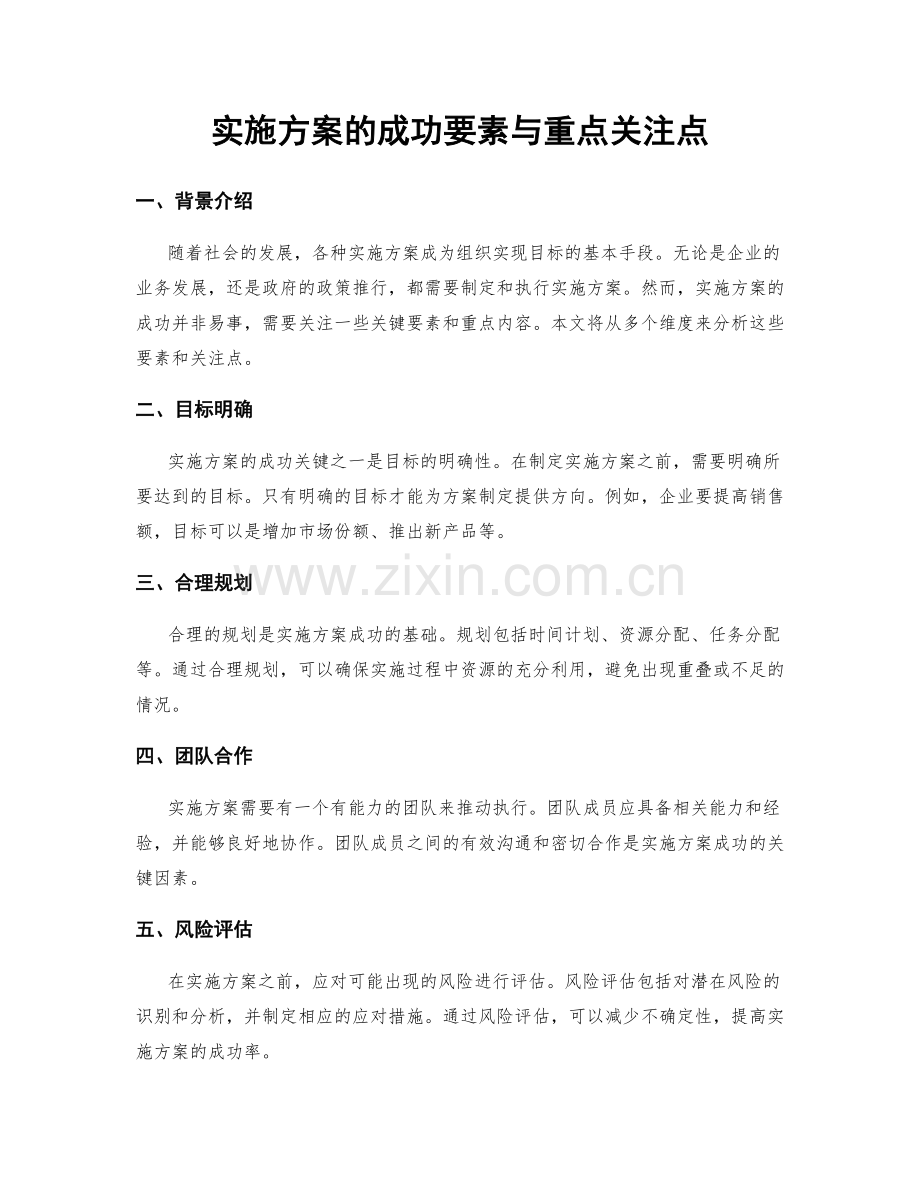 实施方案的成功要素与重点关注点.docx_第1页