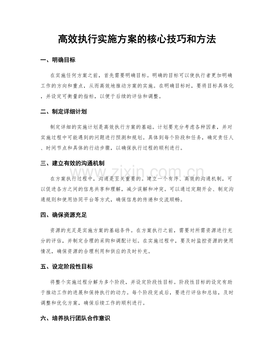 高效执行实施方案的核心技巧和方法.docx_第1页