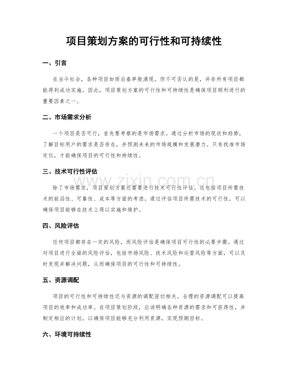 项目策划方案的可行性和可持续性.docx_第1页