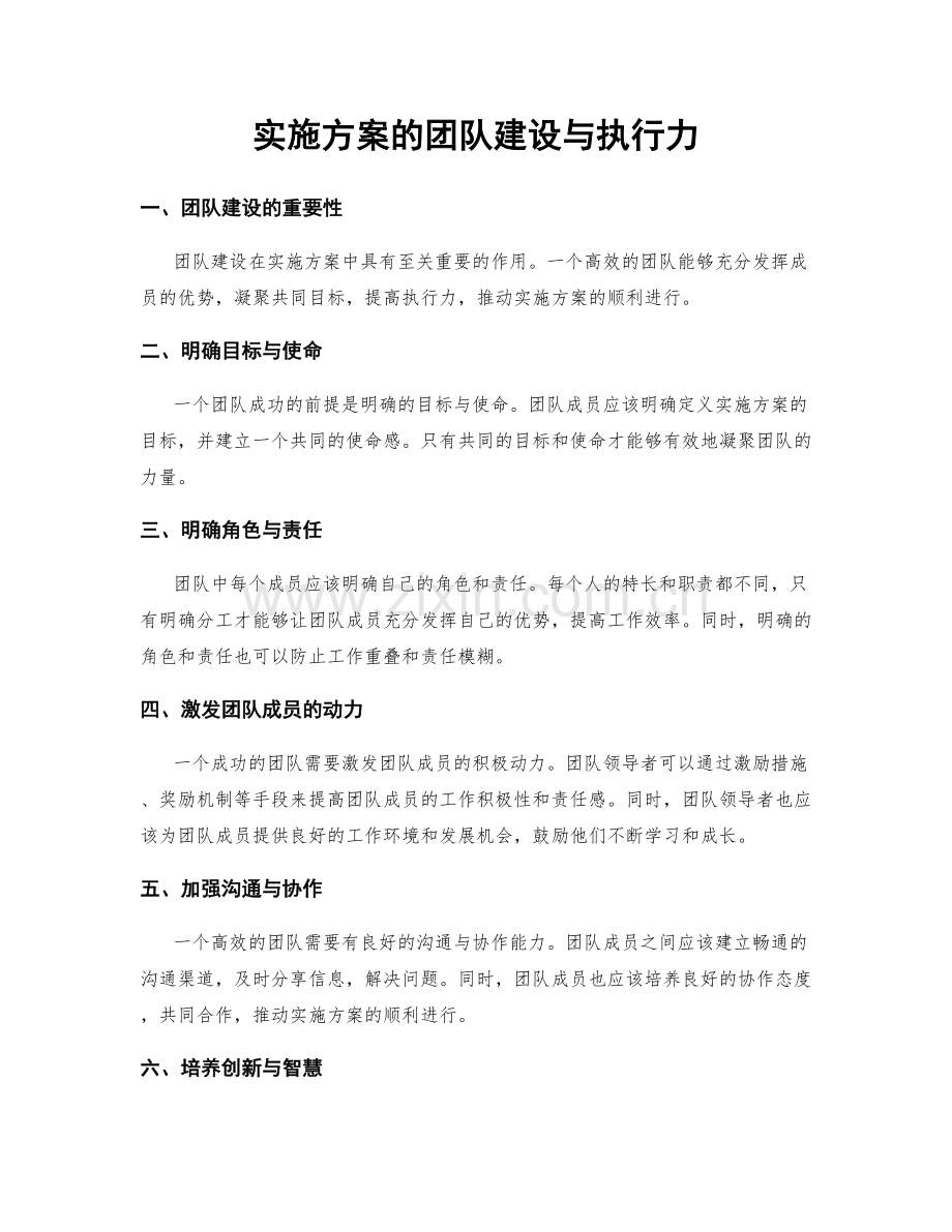 实施方案的团队建设与执行力.docx_第1页