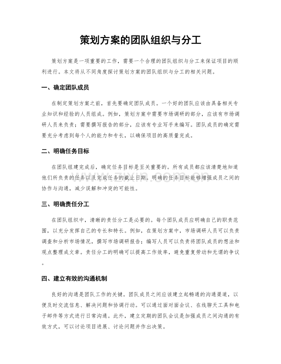 策划方案的团队组织与分工.docx_第1页