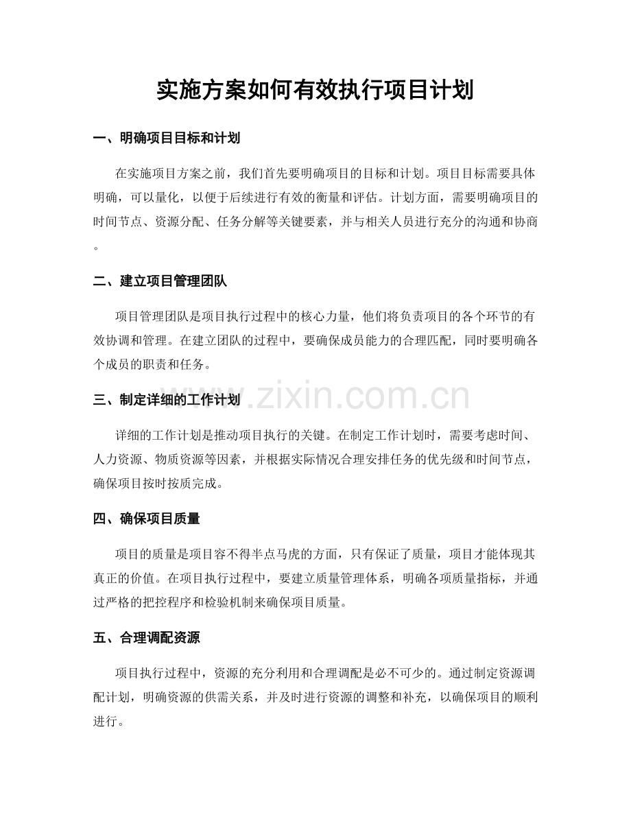 实施方案如何有效执行项目计划.docx_第1页