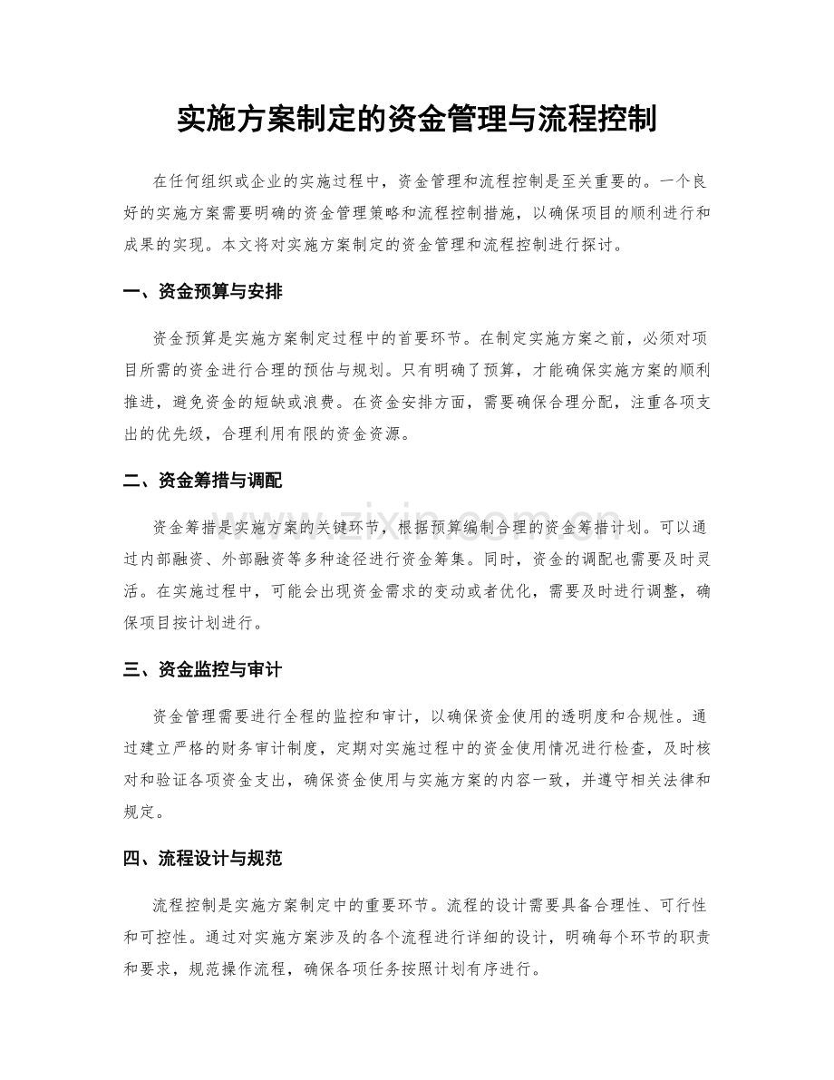 实施方案制定的资金管理与流程控制.docx_第1页