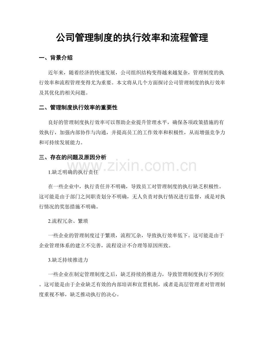 公司管理制度的执行效率和流程管理.docx_第1页