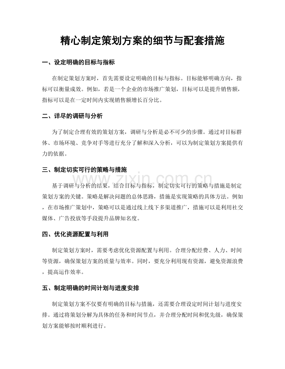 精心制定策划方案的细节与配套措施.docx_第1页