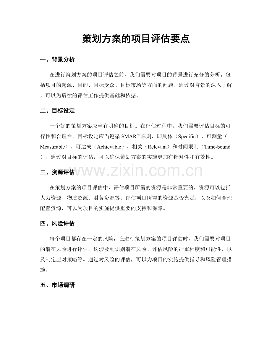 策划方案的项目评估要点.docx_第1页