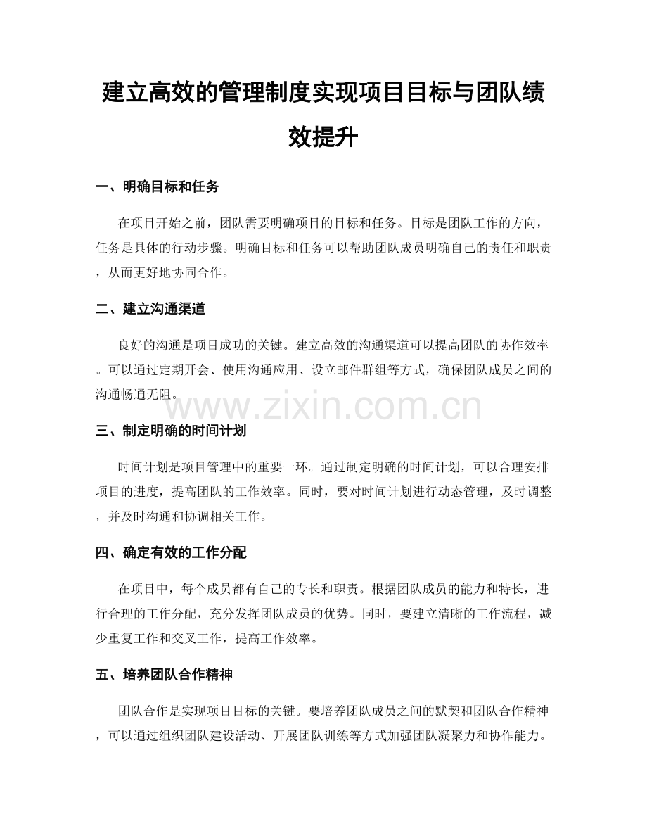 建立高效的管理制度实现项目目标与团队绩效提升.docx_第1页