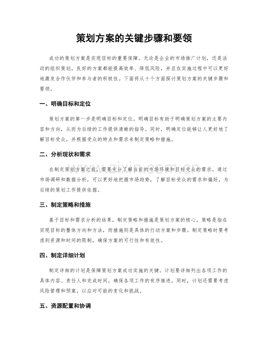 策划方案的关键步骤和要领.docx_第1页