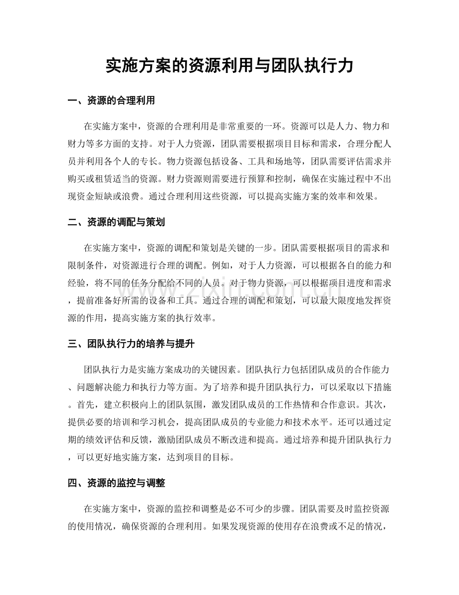 实施方案的资源利用与团队执行力.docx_第1页