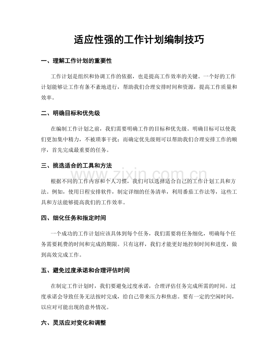 适应性强的工作计划编制技巧.docx_第1页