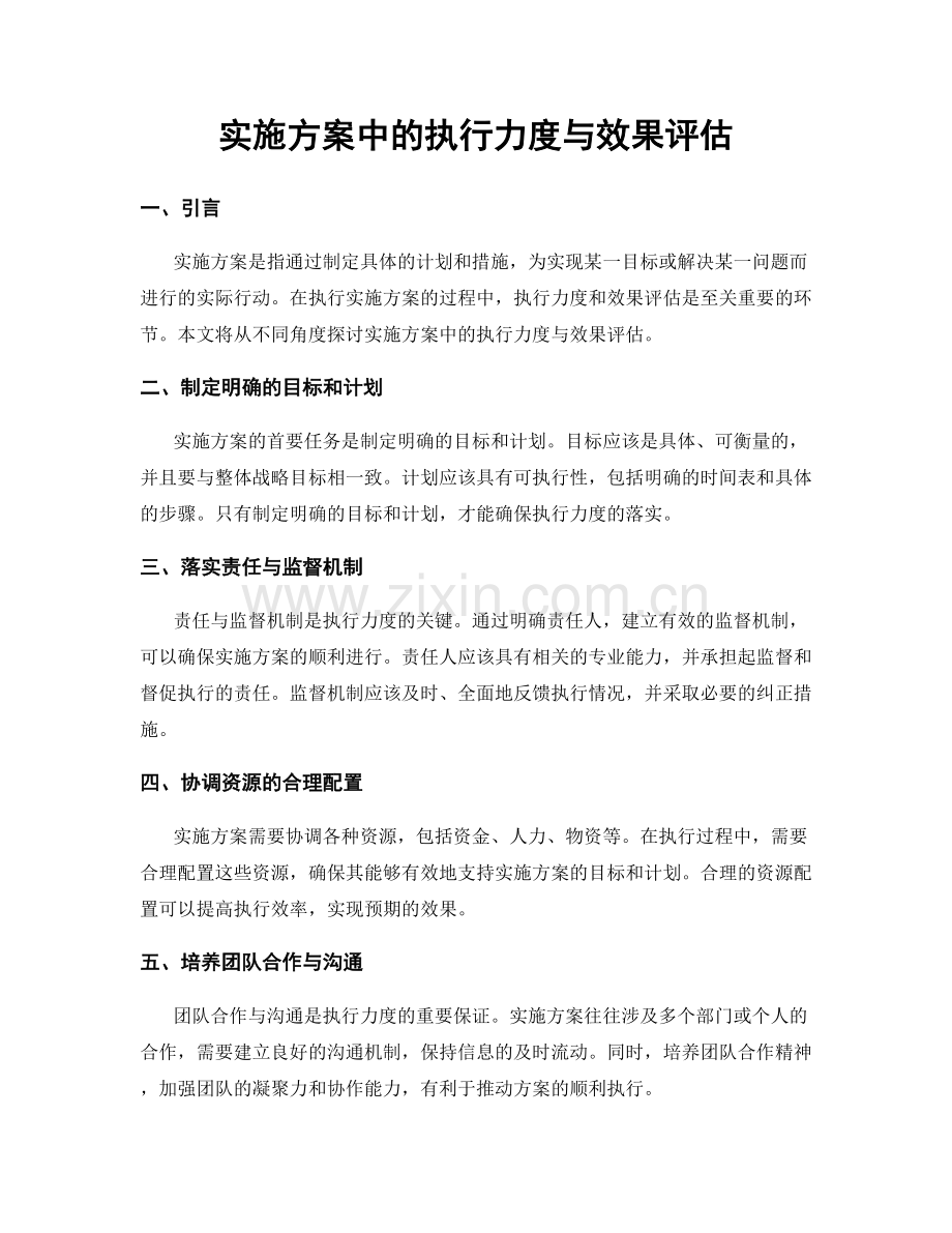 实施方案中的执行力度与效果评估.docx_第1页