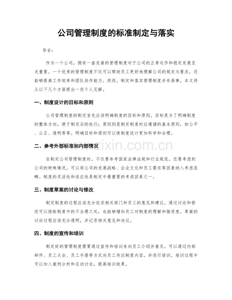 公司管理制度的标准制定与落实.docx_第1页