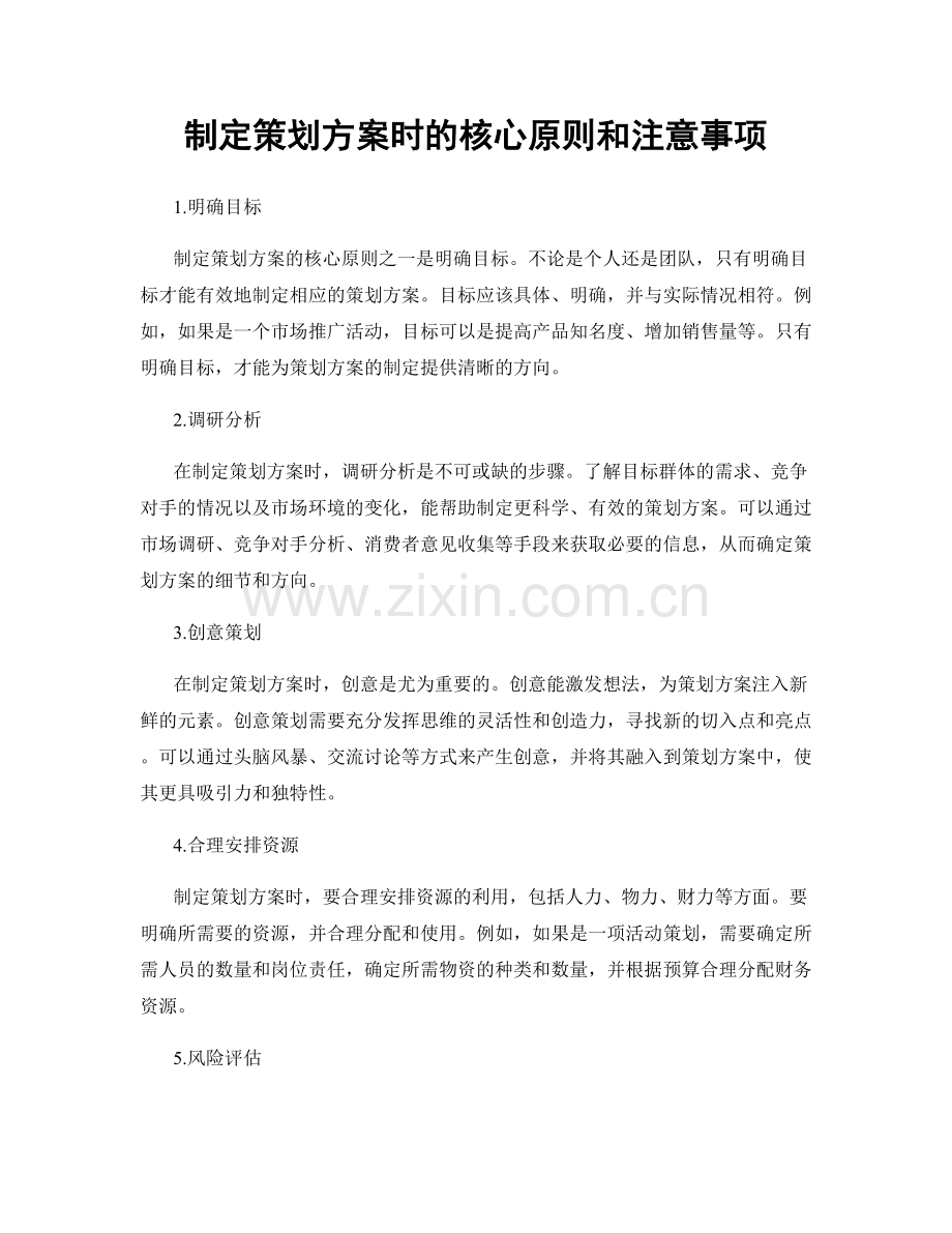 制定策划方案时的核心原则和注意事项.docx_第1页