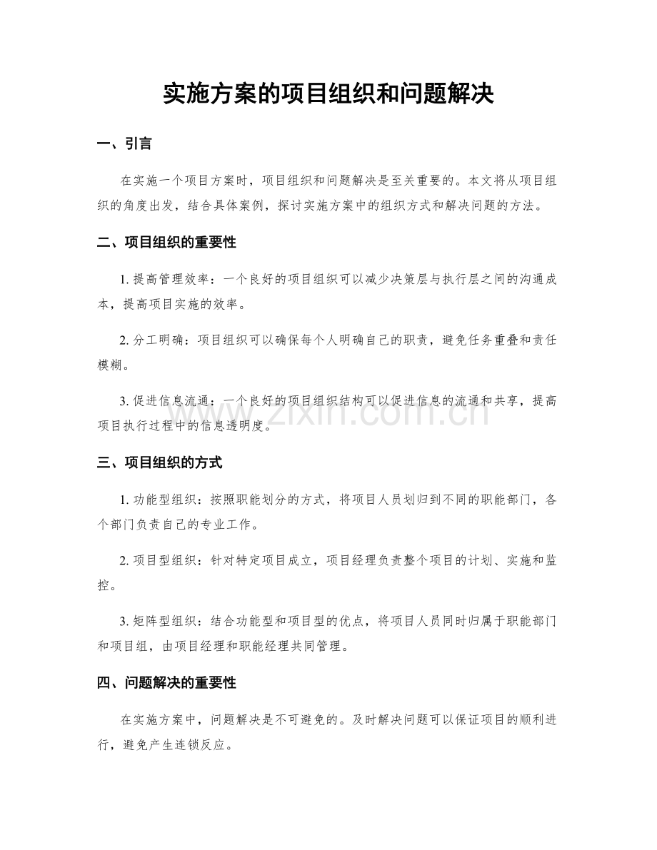 实施方案的项目组织和问题解决.docx_第1页