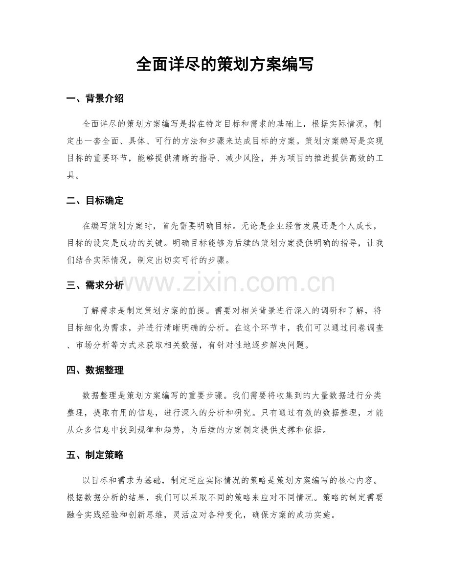 全面详尽的策划方案编写.docx_第1页