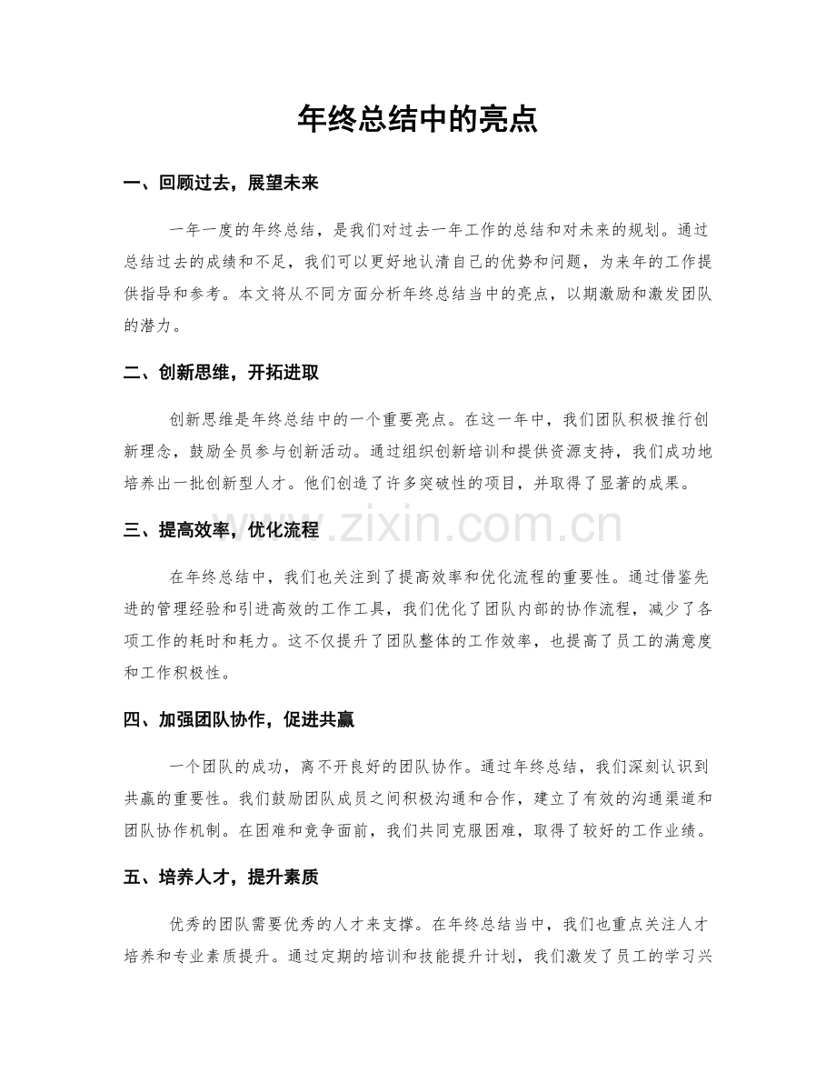 年终总结中的亮点.docx_第1页