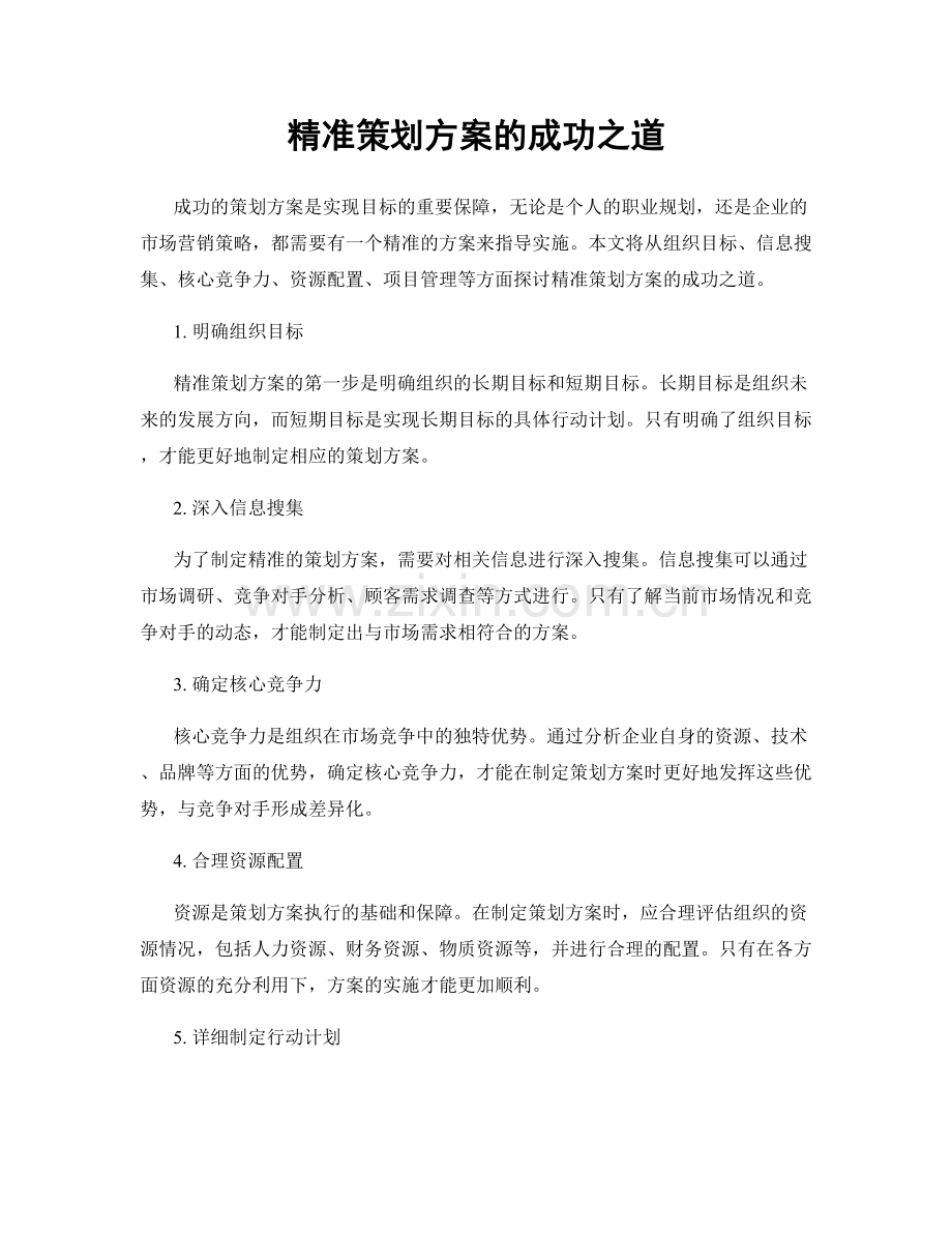 精准策划方案的成功之道.docx_第1页