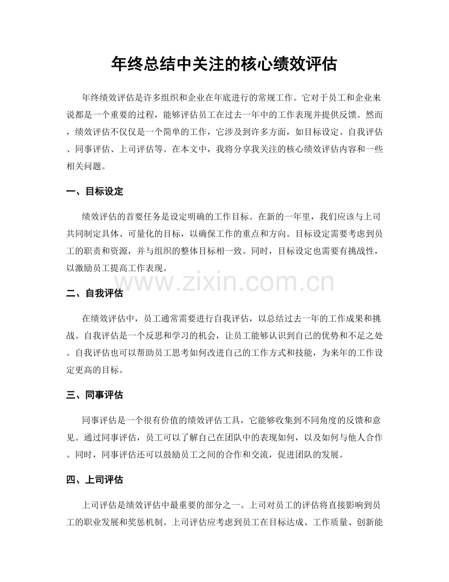 年终总结中关注的核心绩效评估.docx_第1页