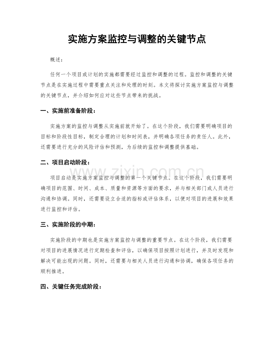 实施方案监控与调整的关键节点.docx_第1页