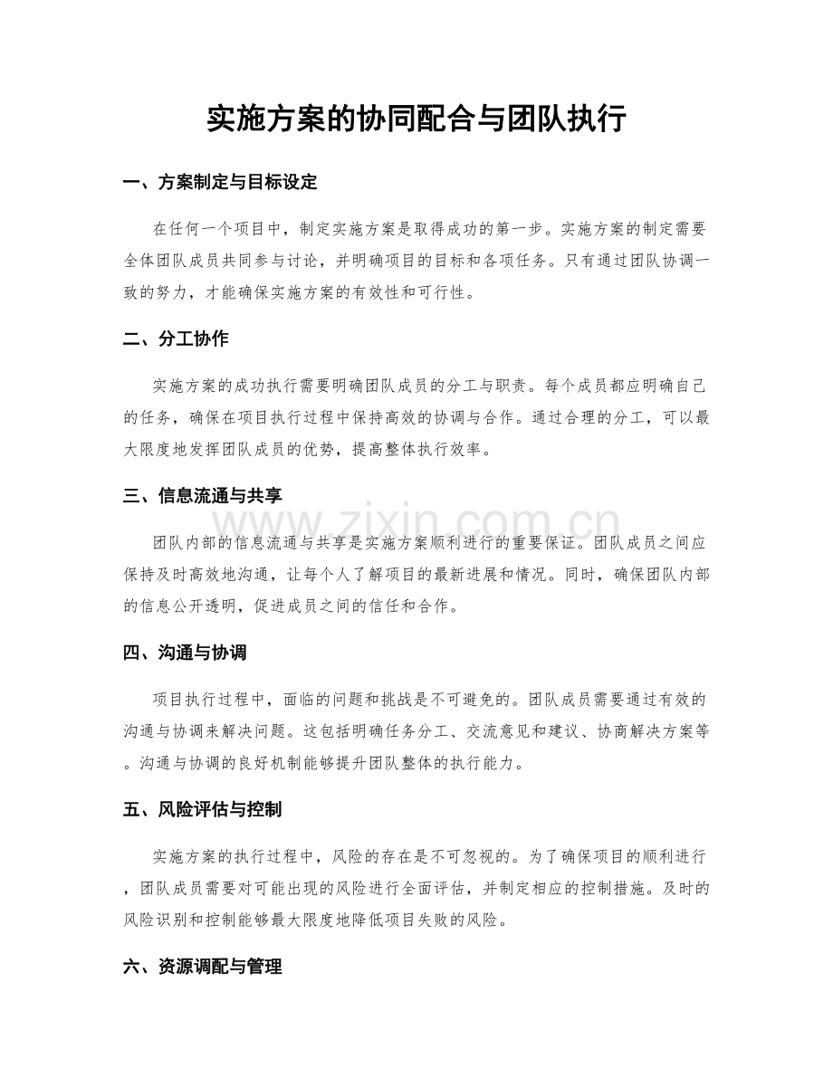 实施方案的协同配合与团队执行.docx_第1页