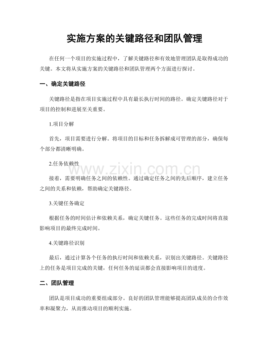 实施方案的关键路径和团队管理.docx_第1页