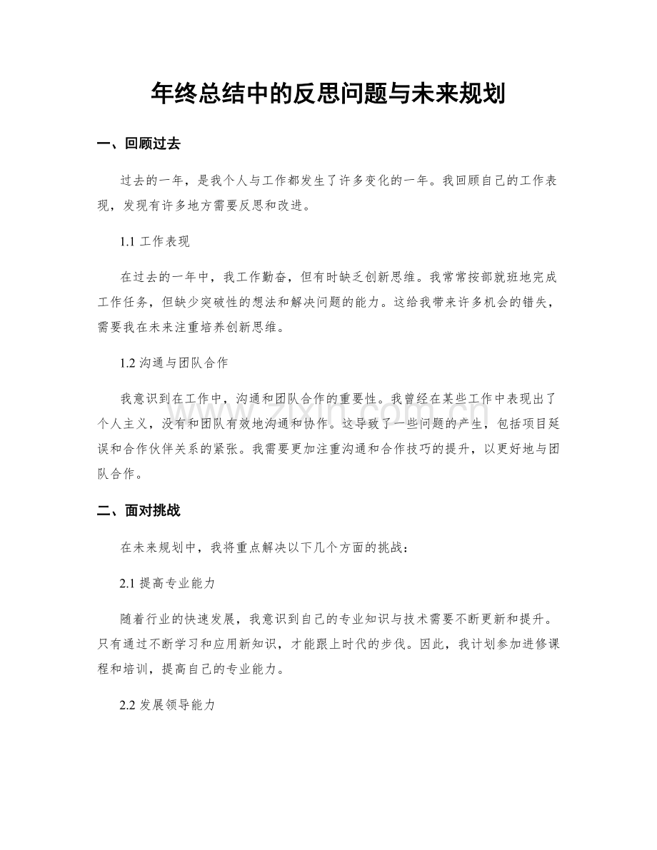 年终总结中的反思问题与未来规划.docx_第1页