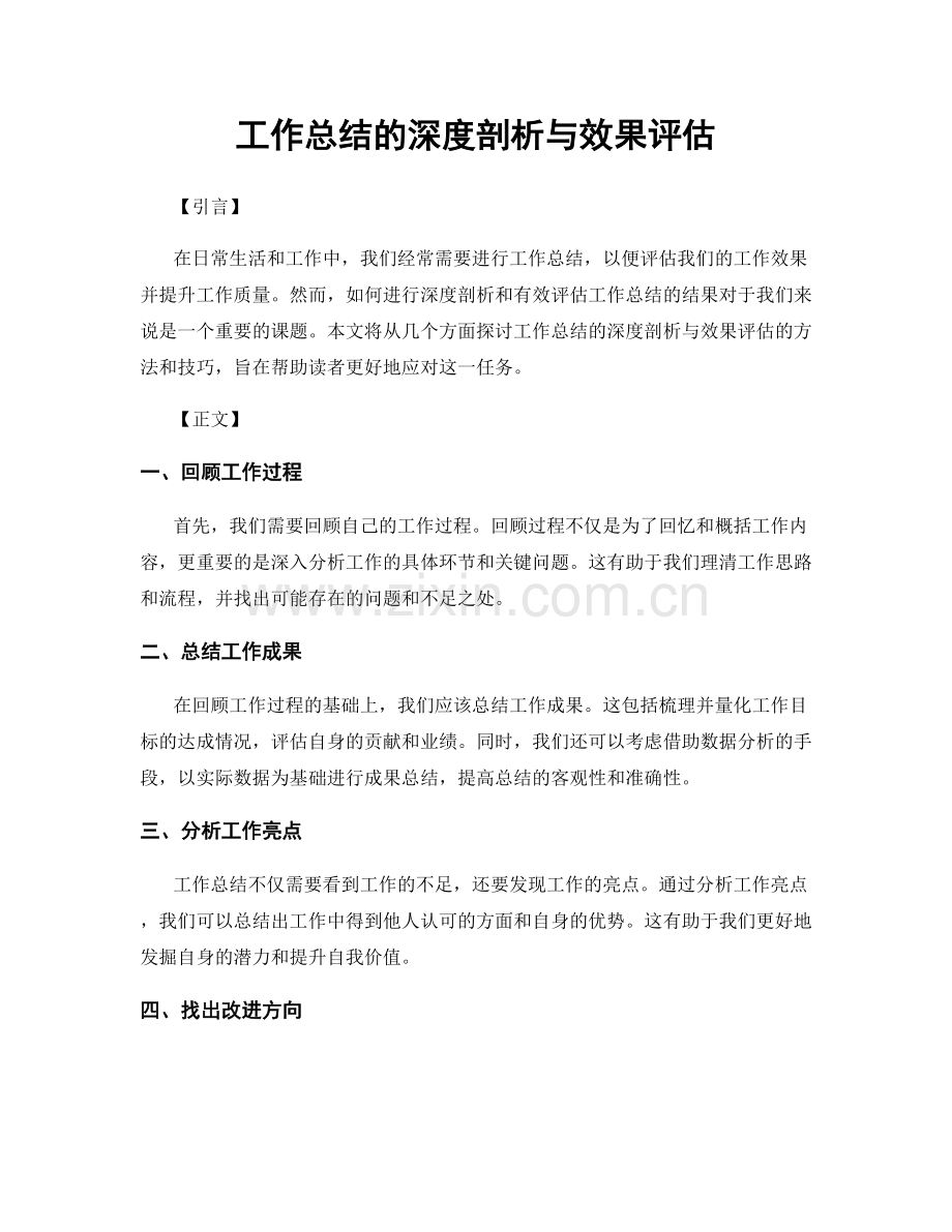 工作总结的深度剖析与效果评估.docx_第1页