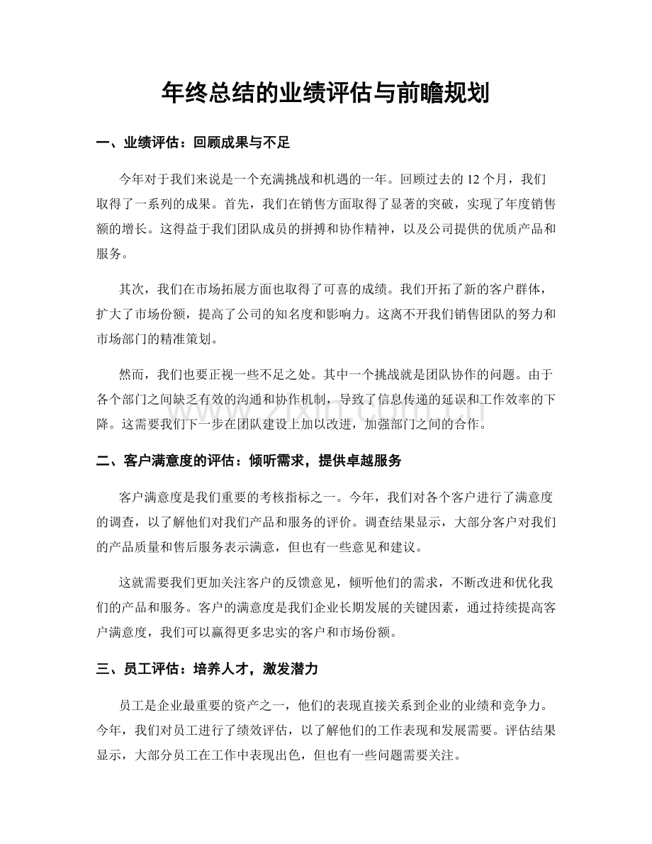 年终总结的业绩评估与前瞻规划.docx_第1页