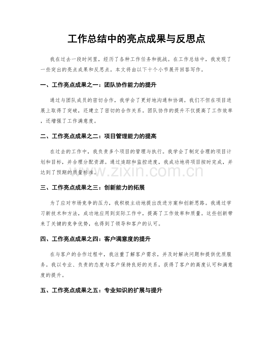 工作总结中的亮点成果与反思点.docx_第1页