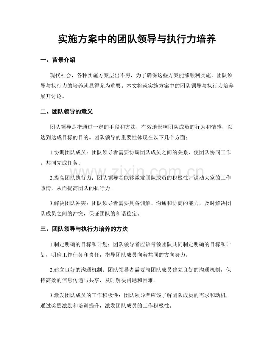 实施方案中的团队领导与执行力培养.docx_第1页