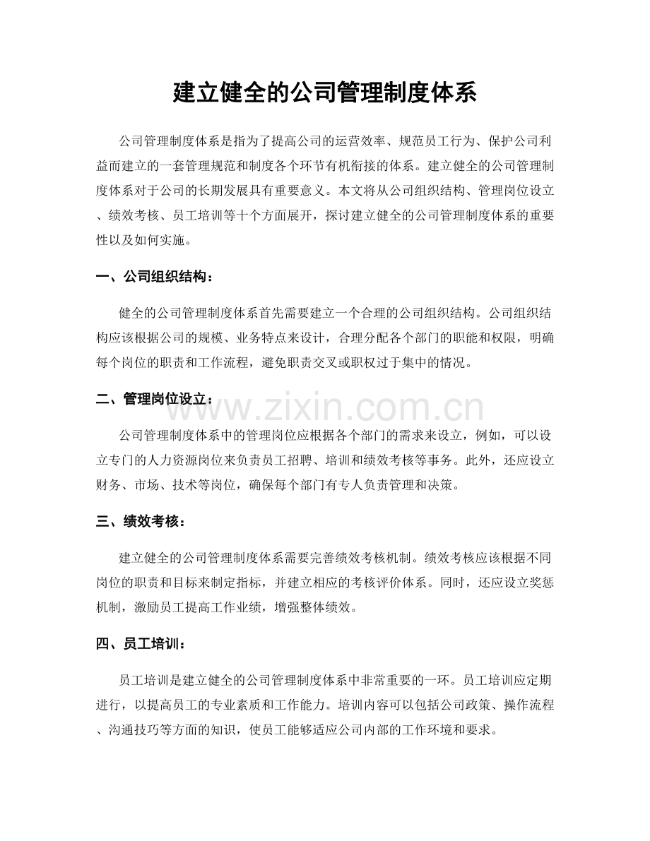 建立健全的公司管理制度体系.docx_第1页