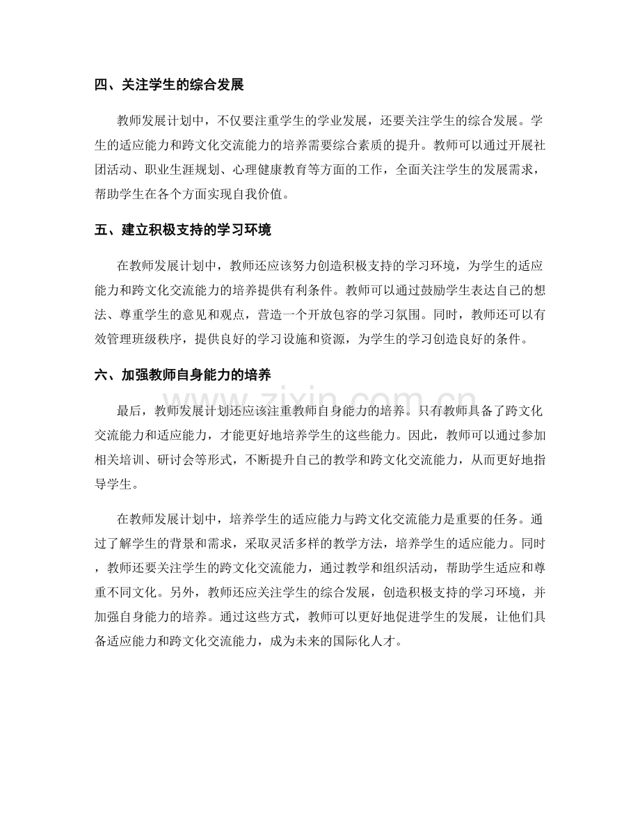 教师发展计划：发展学生适应能力与跨文化交流能力.docx_第2页