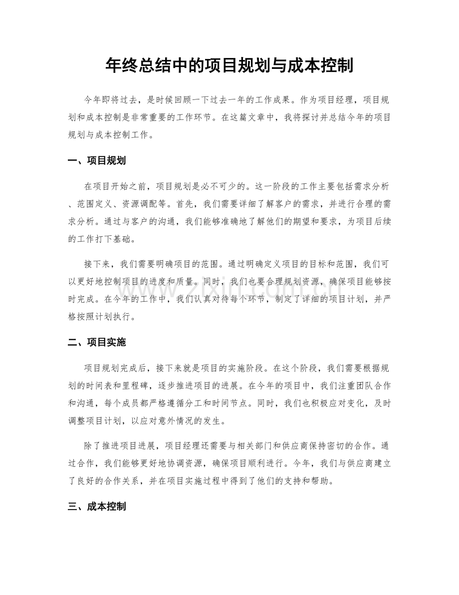 年终总结中的项目规划与成本控制.docx_第1页