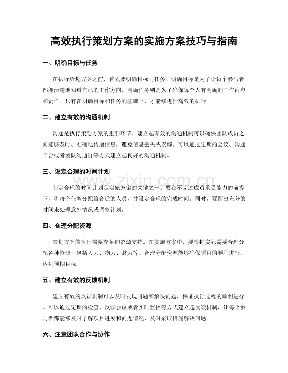 高效执行策划方案的实施方案技巧与指南.docx_第1页