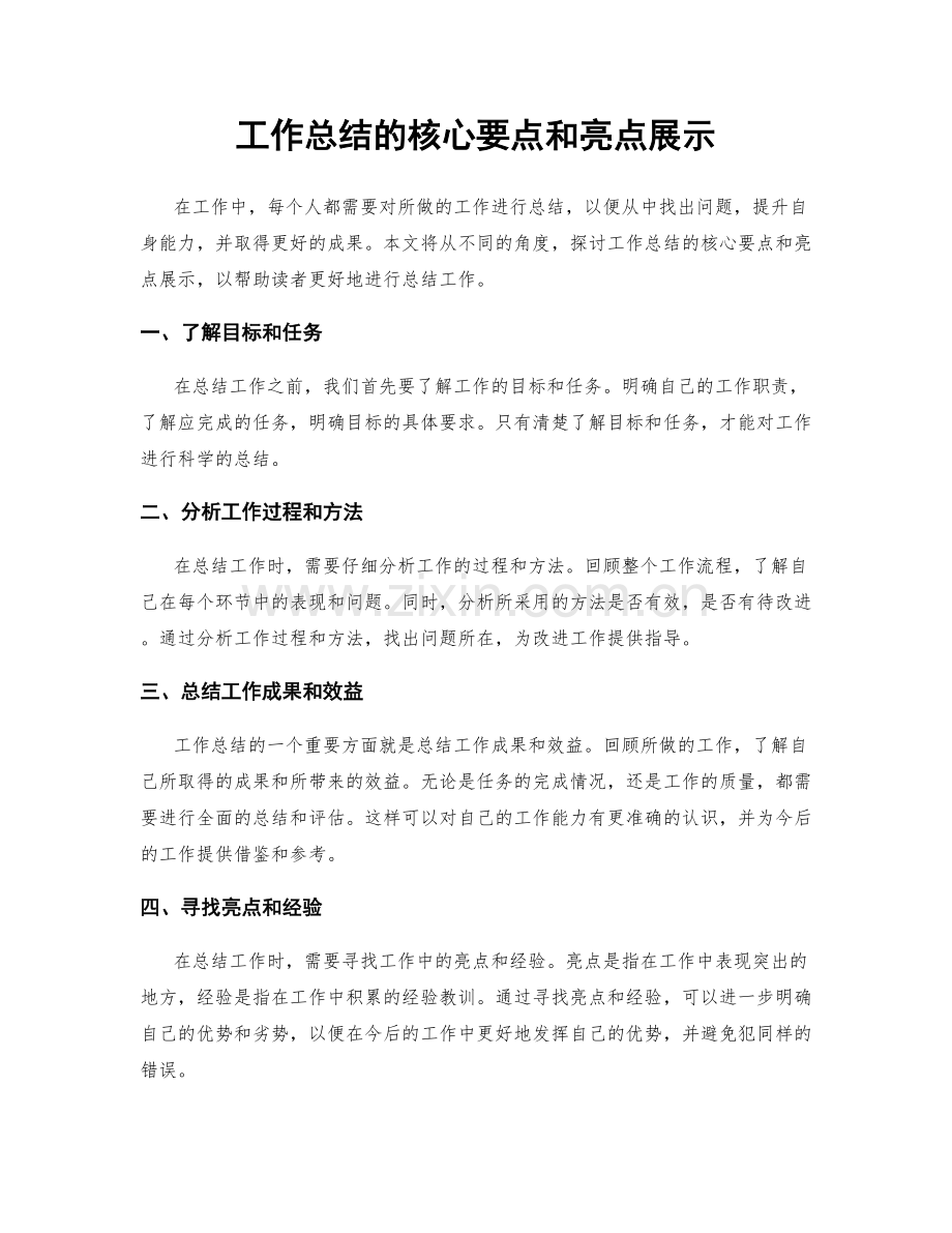 工作总结的核心要点和亮点展示.docx_第1页