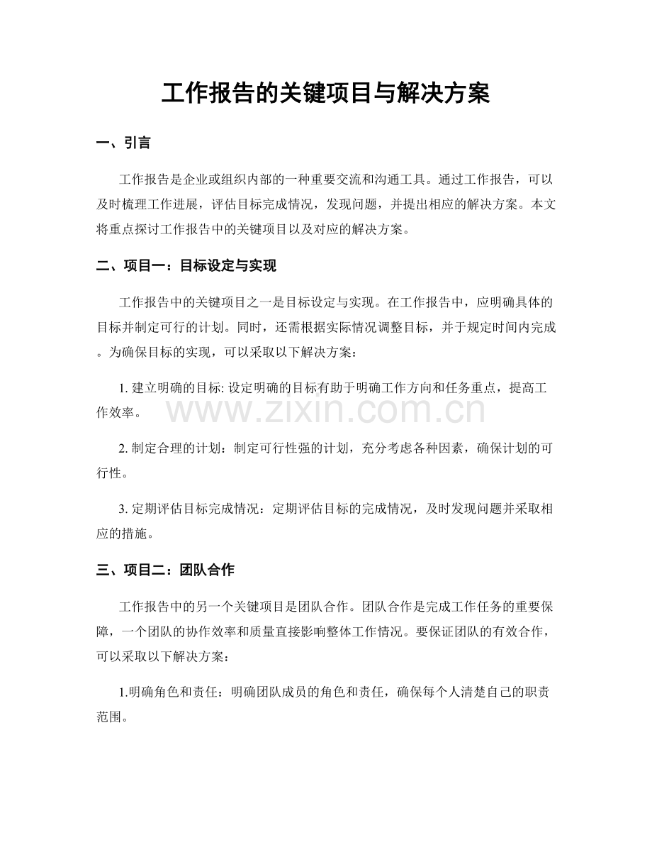 工作报告的关键项目与解决方案.docx_第1页