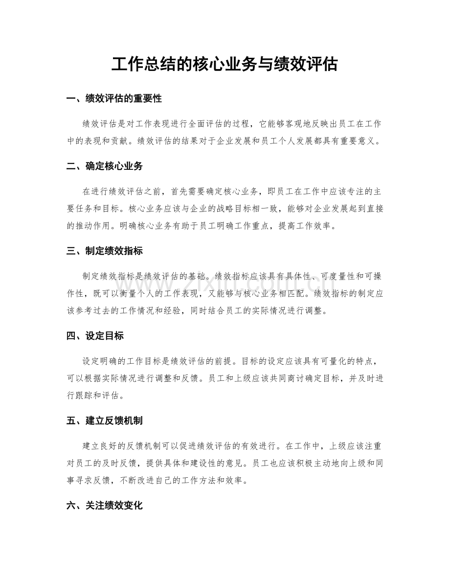 工作总结的核心业务与绩效评估.docx_第1页