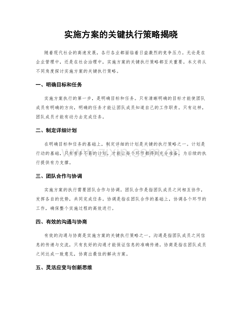 实施方案的关键执行策略揭晓.docx_第1页