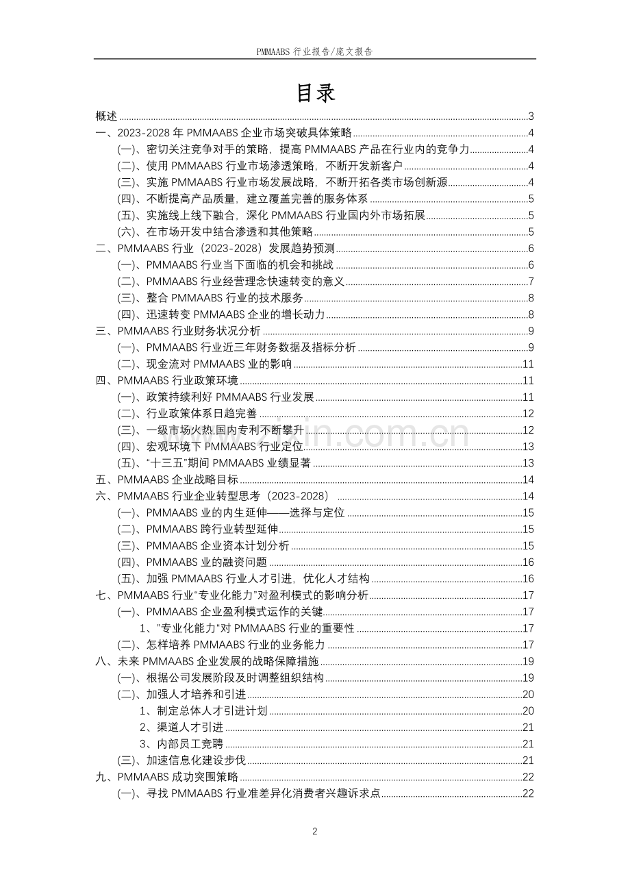 2023年PMMAABS行业市场突围建议及需求分析报告.doc_第2页