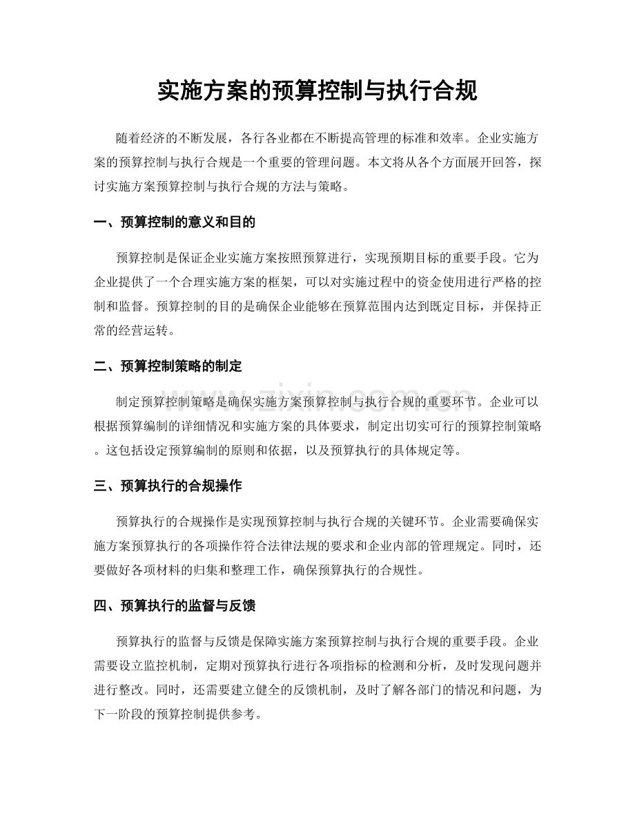 实施方案的预算控制与执行合规.docx_第1页