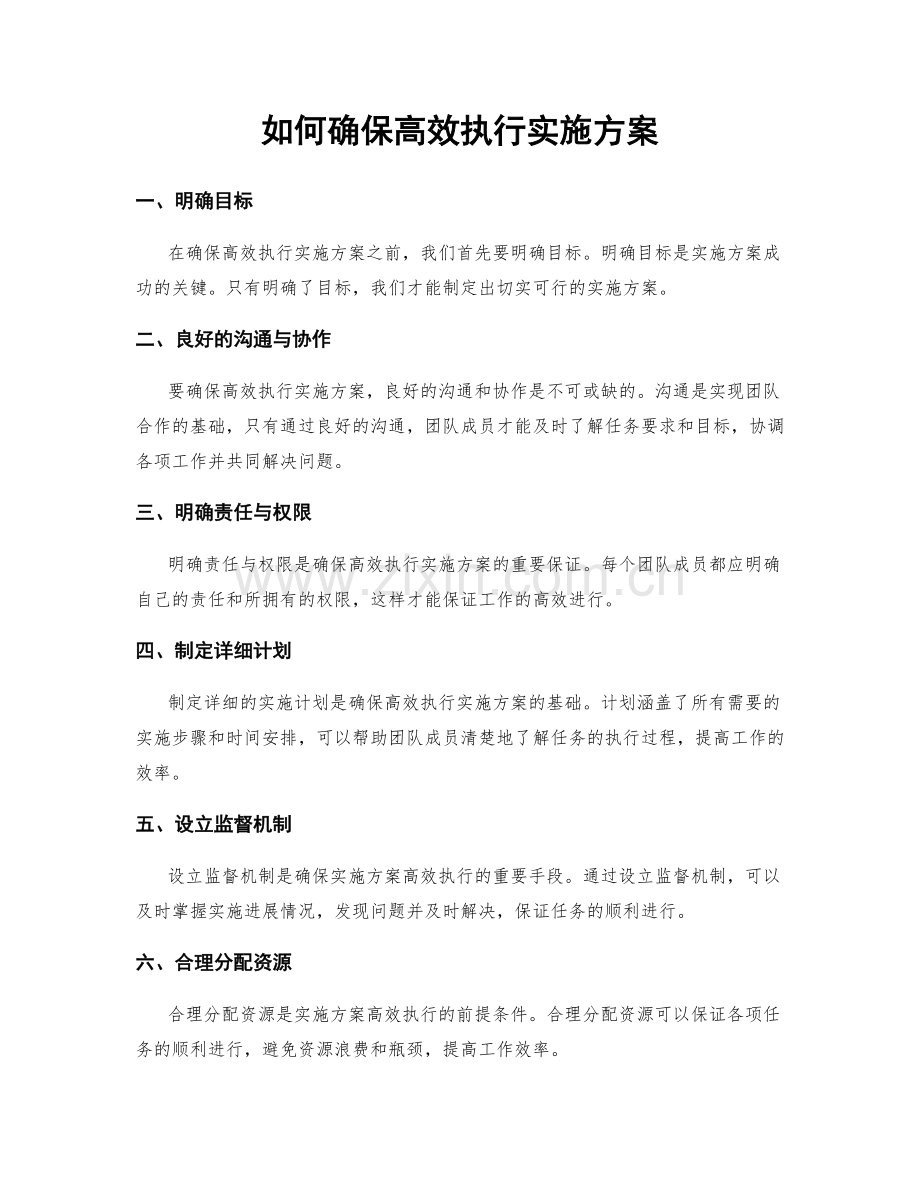 如何确保高效执行实施方案.docx_第1页